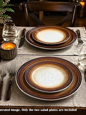 Set of 2 Homespun Stonecast by Churchill England Woodstock 8" Salad Plates